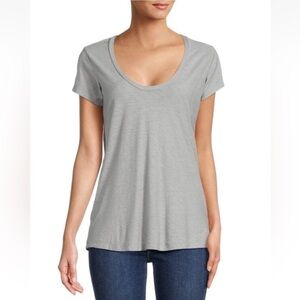 James Perse Standard Women’s T-shirt Deep V-neck Breeze Grey Size 2 Medium